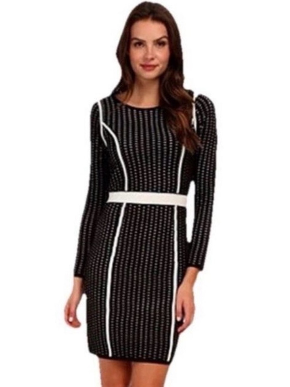 Calvin Klein Mesh Striped Sweater Dress Size XL City Contemporary Work Winter